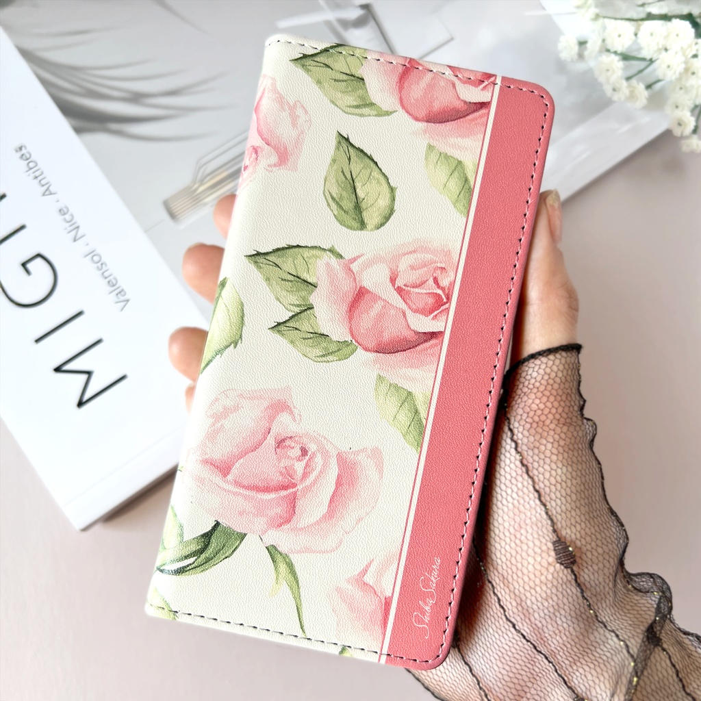 ピンクローズの手帳型スマホケース 花 スマホケース iPhone17 Air iphone16e iphone14 iphone15 全機種対応 バラ