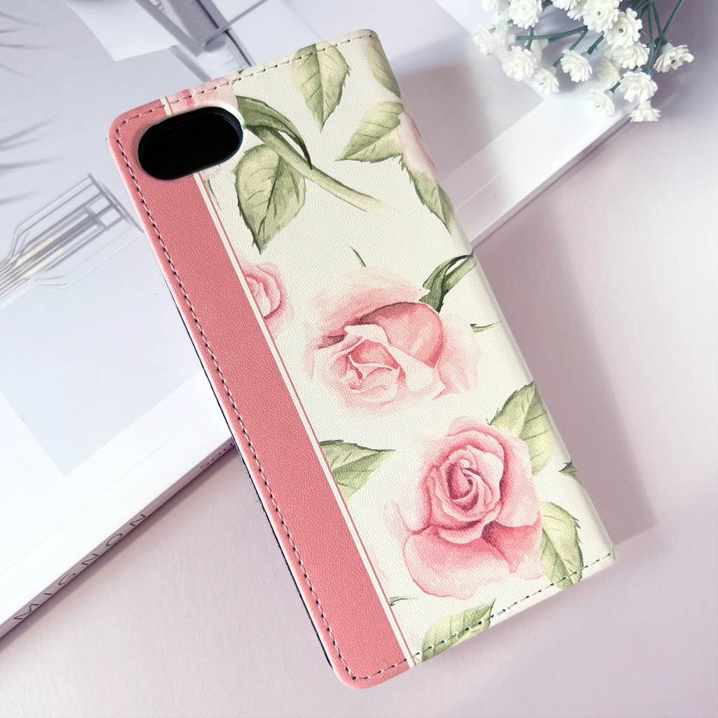 ピンクローズの手帳型スマホケース 花 スマホケース iPhone17 Air iphone16e iphone14 iphone15 全機種対応 バラ