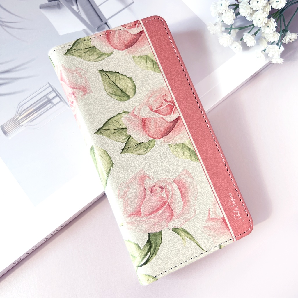 ピンクローズの手帳型スマホケース 花 スマホケース iPhone17 Air iphone16e iphone14 iphone15 全機種対応 バラ