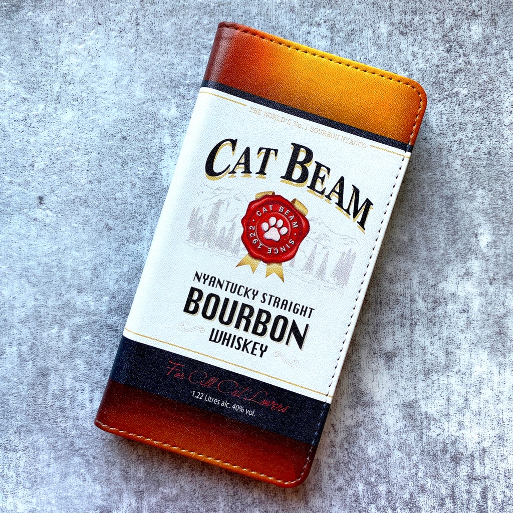 ウイスキーにゃんこの手帳型ケース(キャットビーム・バーボン) iphone16e iphone14 iphone15 全機種対応 猫 スマホケース