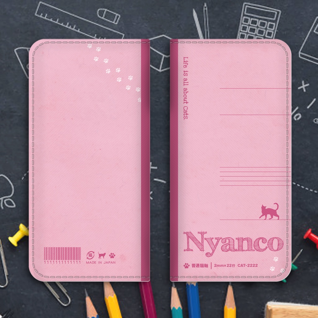 にゃんこノートの手帳型スマホケース(ピンク) iPhone17 Air iphone16e iphone14 iphone15 全機種対応 猫 スマホケース 黒猫