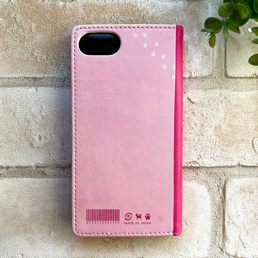わんこノートの手帳型スマホケース(ピンク) iphone16e iphone14 iphone15 全機種対応 犬 柴犬