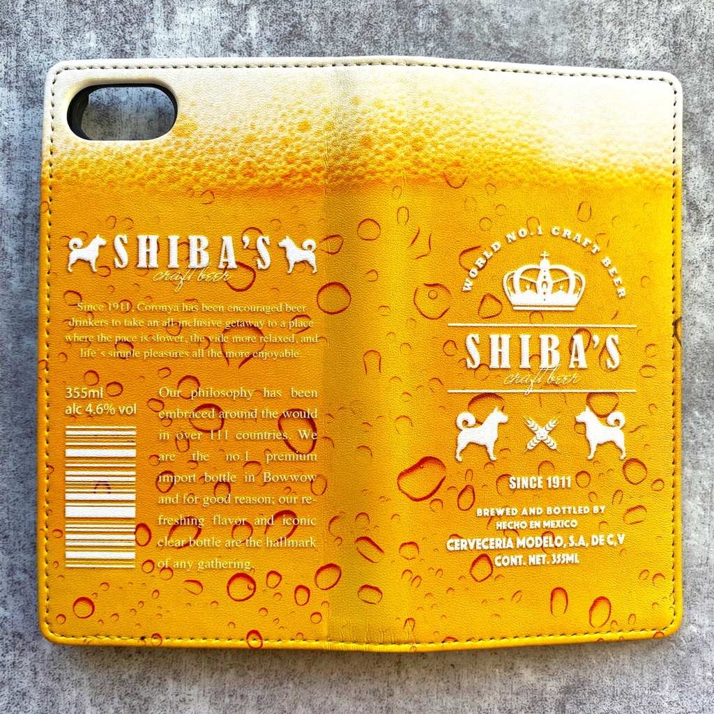 ビールわんこの手帳型ケース スマホケース iphone16e iphone14 iphone15 全機種対応 犬 柴犬 ビール