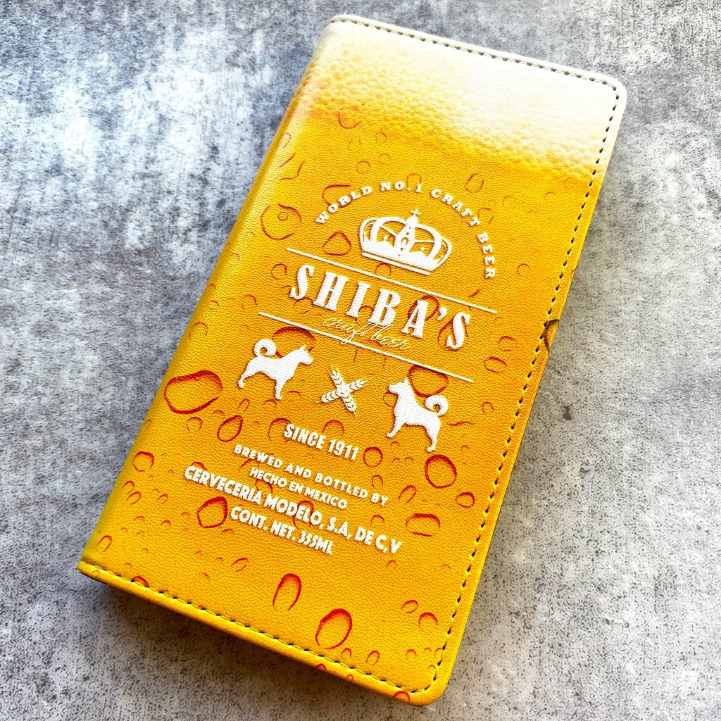 ビールわんこの手帳型ケース スマホケース iphone16e iphone14 iphone15 全機種対応 犬 柴犬 ビール