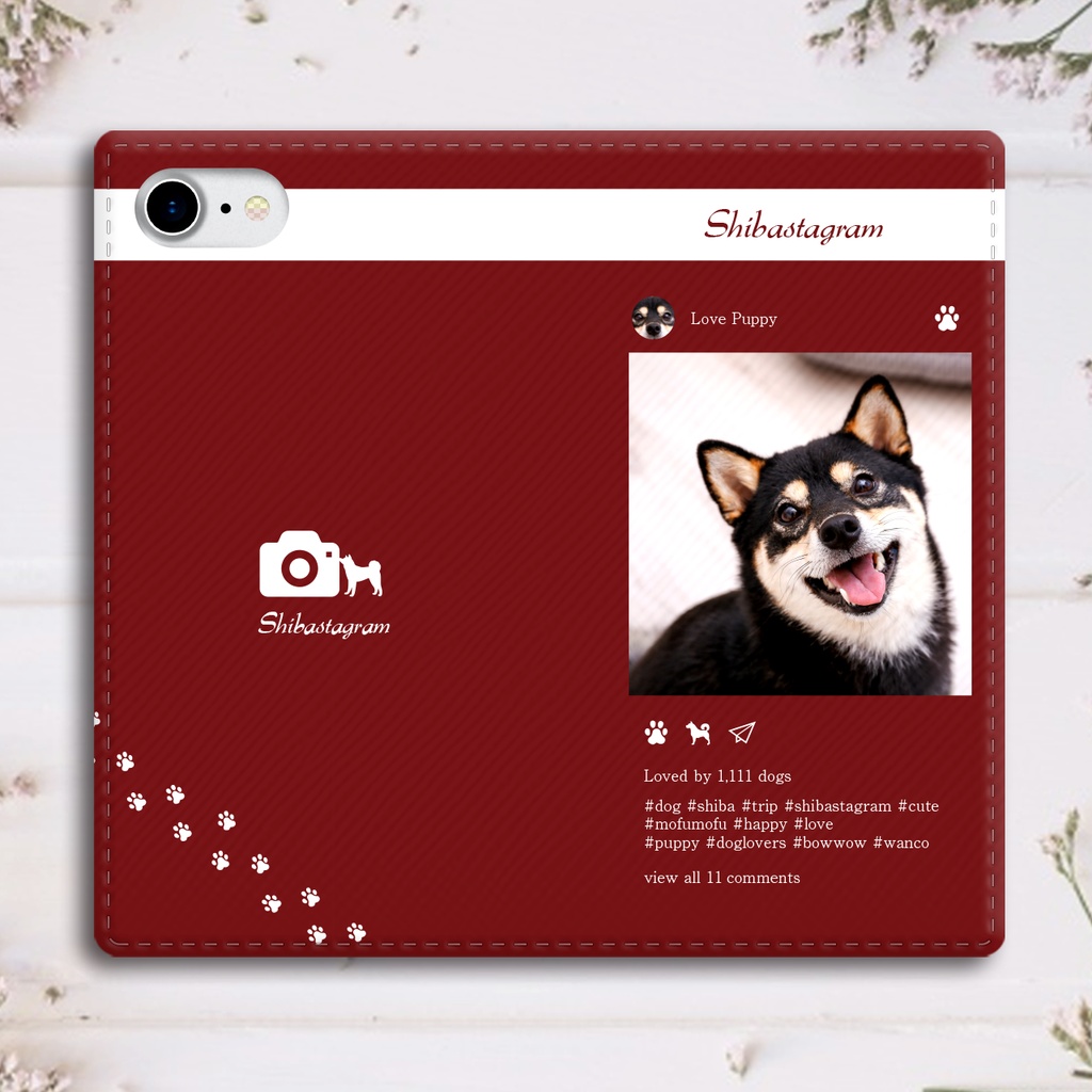 わんこ専用SNS!? 手帳型スマホケース(黒柴)iPhone17 Air iphone16e iphone14 iphone15 全機種対応 犬 柴犬 黒柴