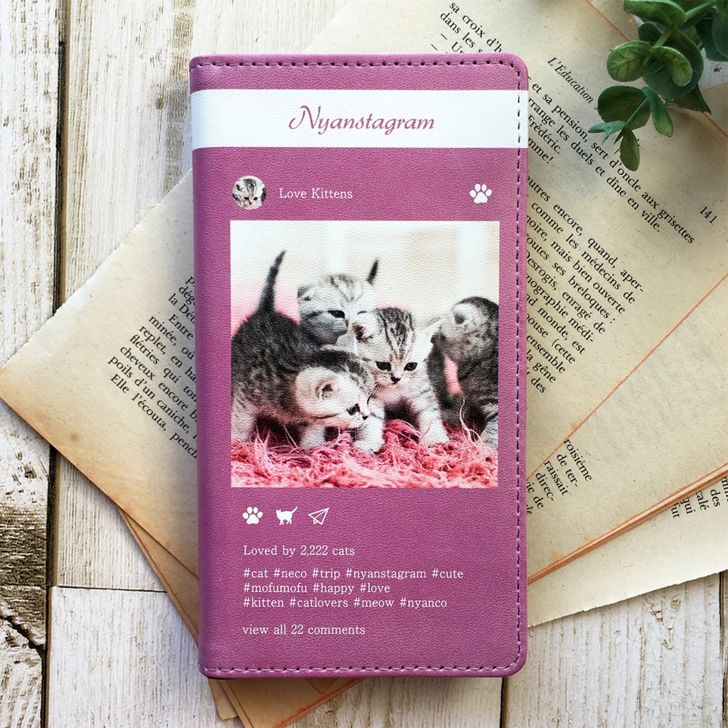 にゃんこ専用SNS!? 手帳型スマホケース(こねこ) iphone16e iPhone17 Air iphone14 iphone15 全機種対応 猫