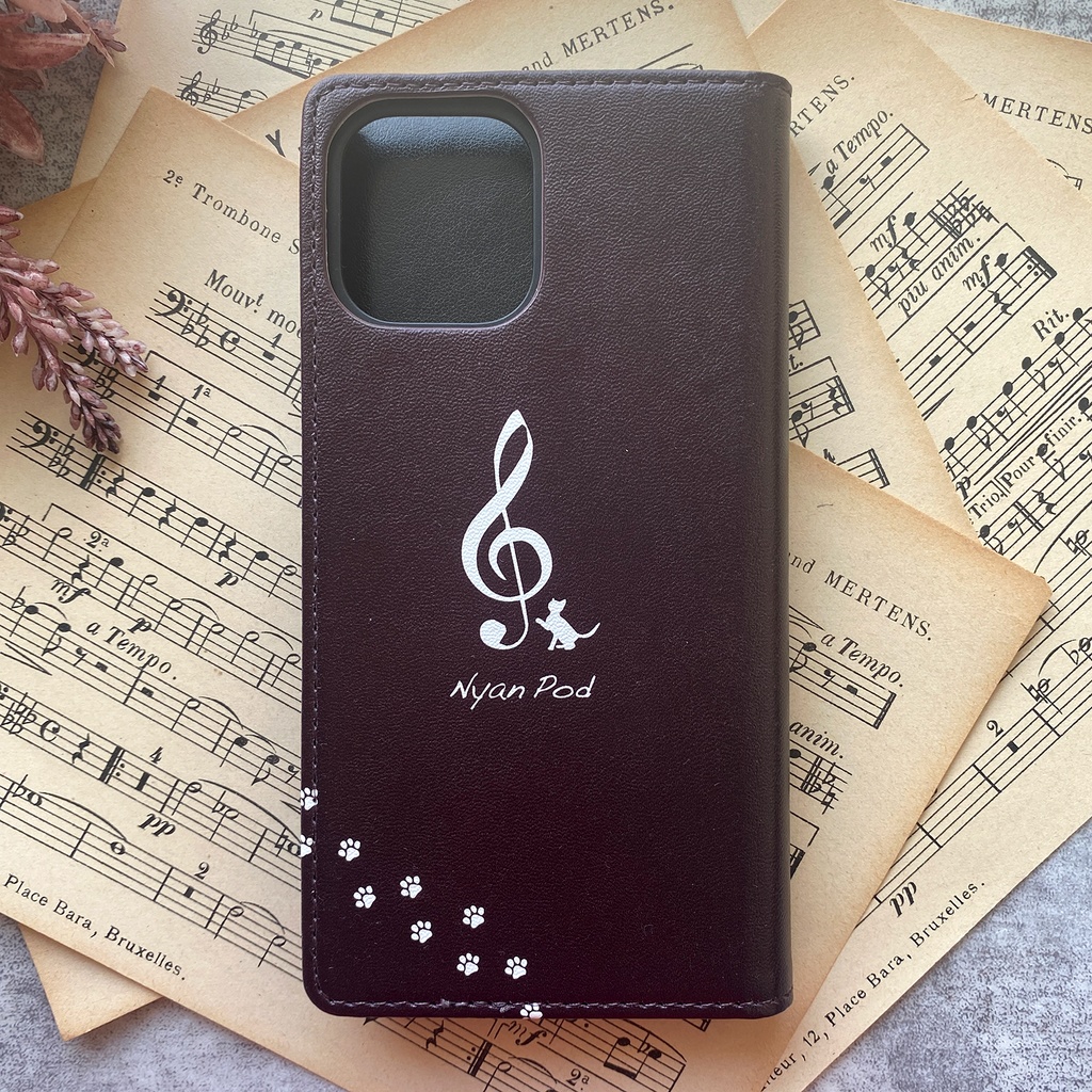 猫専用 CatPod 手帳型スマホケース(ピアノと猫) iPhone17 Air iphone16e iphone14 iphone15 全機種対応 猫