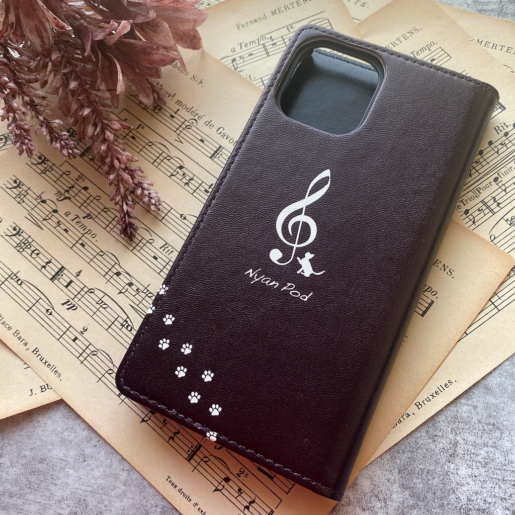 猫専用 CatPod 手帳型スマホケース(ピアノと猫) iPhone17 Air iphone16e iphone14 iphone15 全機種対応 猫