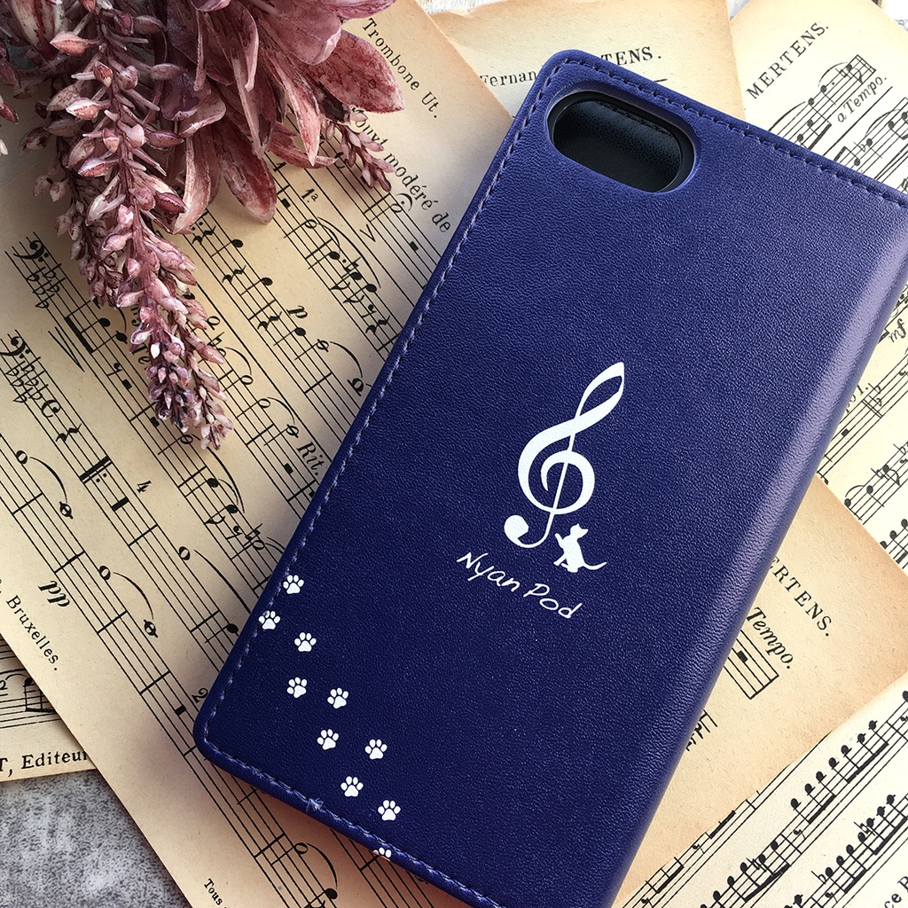 猫専用 CatPod 手帳型スマホケース(楽譜と猫)