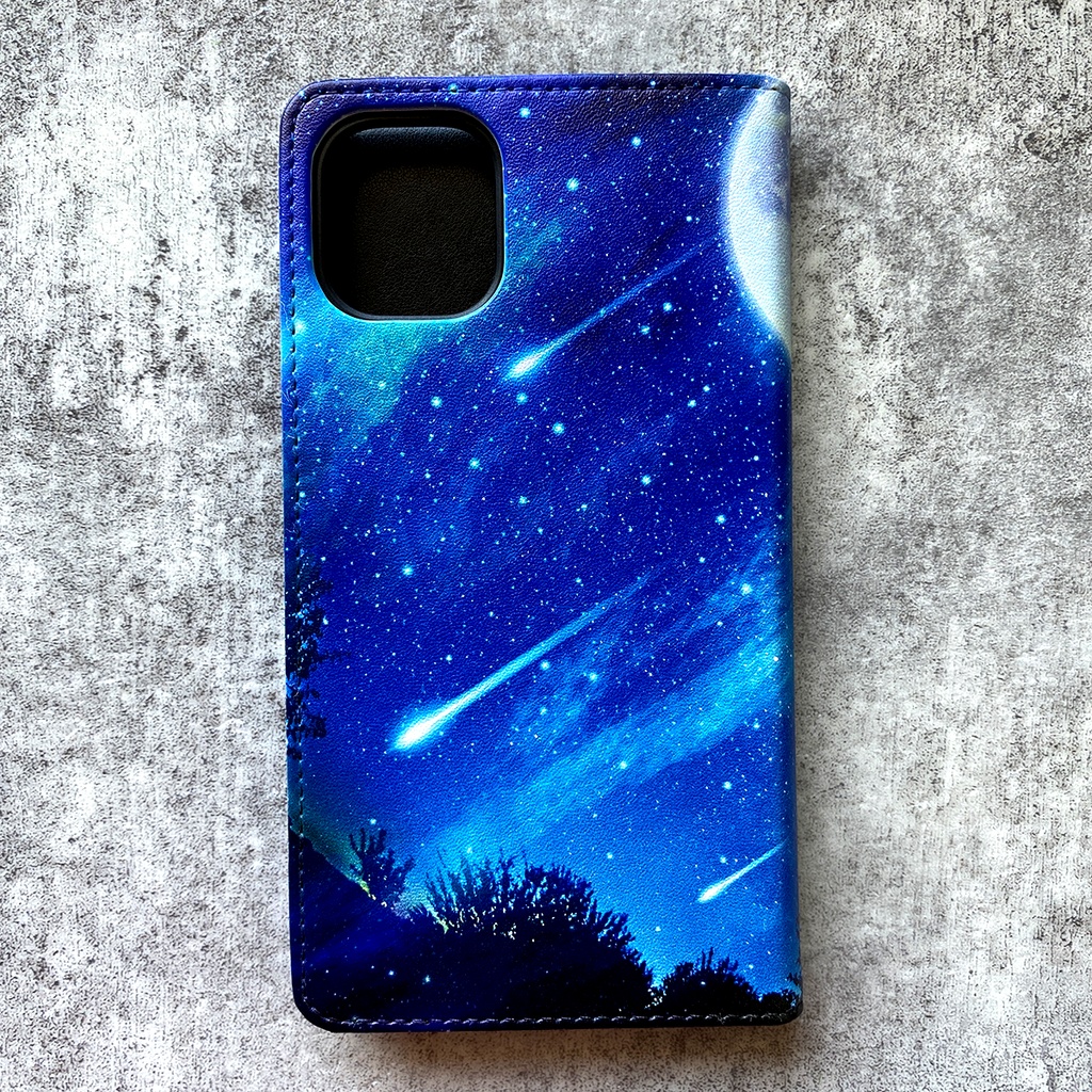 銀河鉄道の猫 手帳型スマホケース 銀河 宇宙 黒猫 iphone16e iPhone17 Air iphone14 iphone15 全機種対応 猫