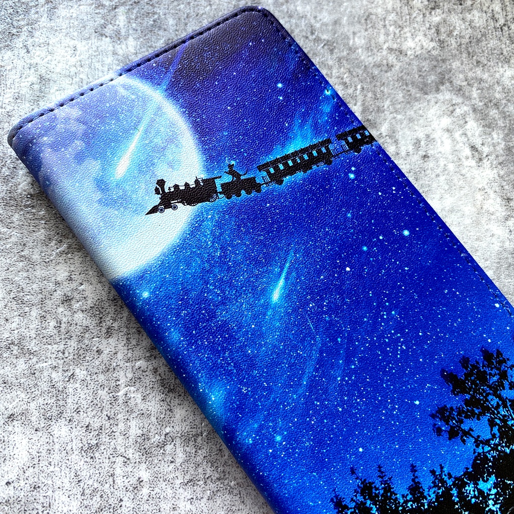 銀河鉄道の猫 手帳型スマホケース 銀河 宇宙 黒猫 iphone16e iPhone17 Air iphone14 iphone15 全機種対応 猫