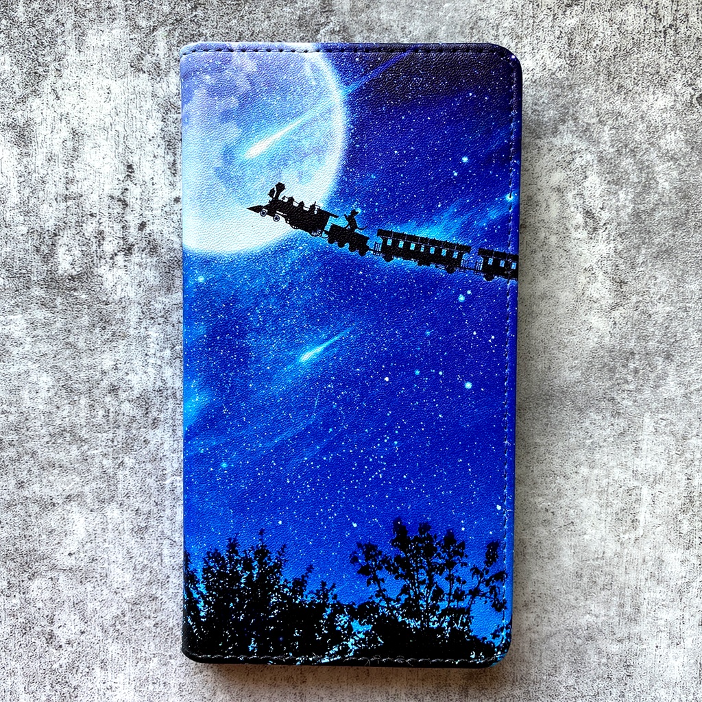 銀河鉄道の猫 手帳型スマホケース 銀河 宇宙 黒猫 iphone16e iPhone17 Air iphone14 iphone15 全機種対応 猫