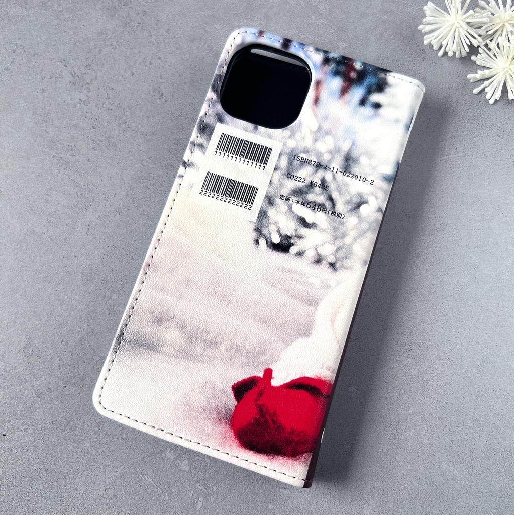 小説みたいな手帳型スマホケース(冬のパグ) iphone16e iPhone17e Air iphone14 iphone15 全機種対応 犬 パグ