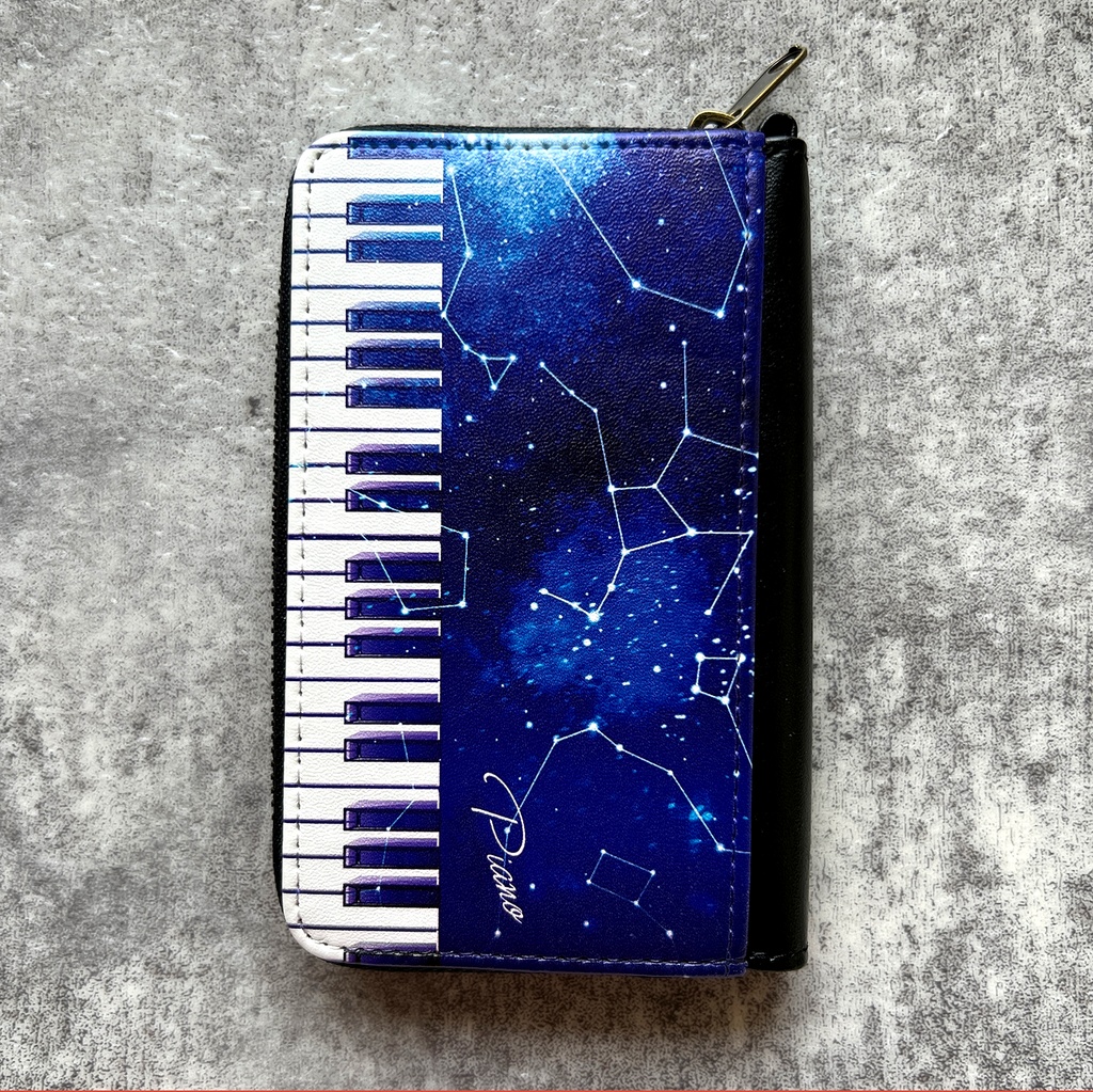 宇宙とピアノのコインケース 宇宙 星座 ピアノ 音楽 小銭入れ コインケース