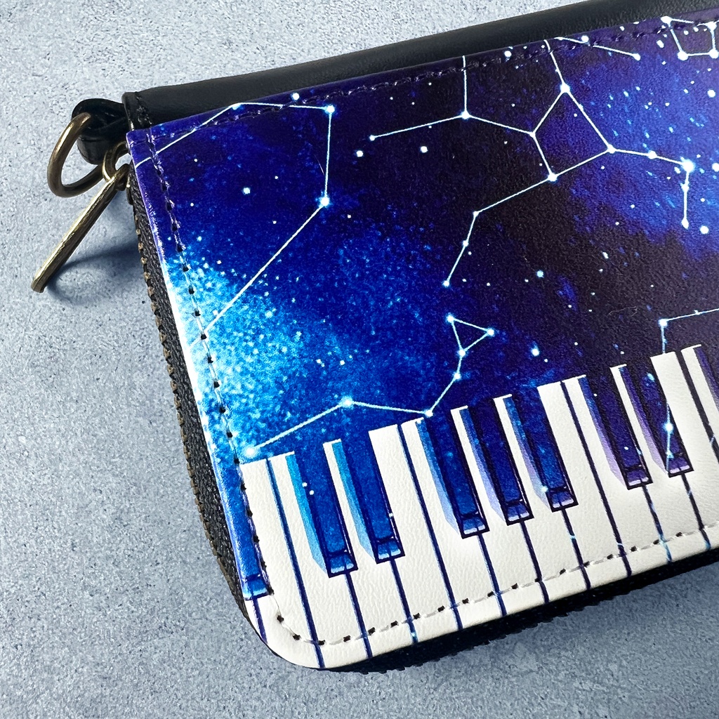 宇宙とピアノのコインケース 宇宙 星座 ピアノ 音楽 小銭入れ コインケース