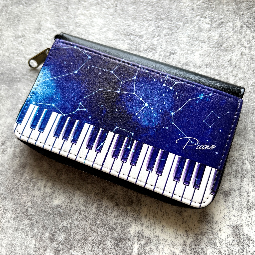 宇宙とピアノのコインケース 宇宙 星座 ピアノ 音楽 小銭入れ コインケース