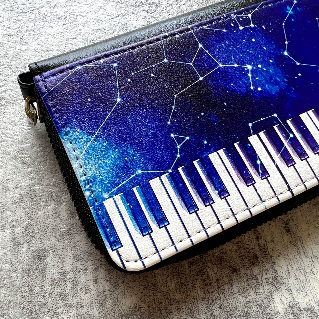 宇宙とピアノのコインケース 宇宙 星座 ピアノ 音楽 小銭入れ コインケース