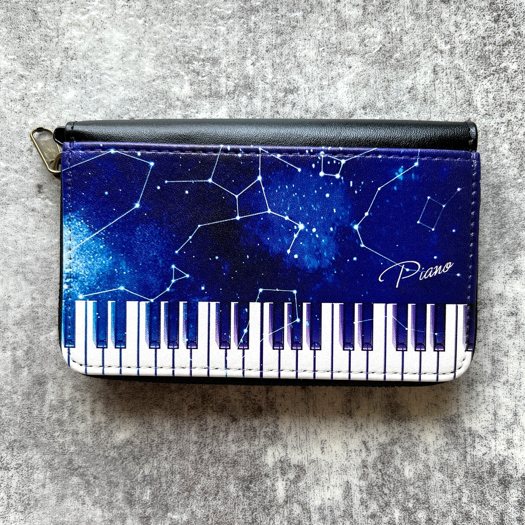 宇宙とピアノのコインケース 宇宙 星座 ピアノ 音楽 小銭入れ コインケース