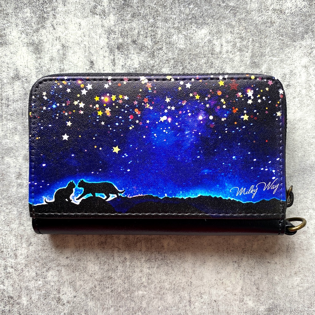 星空デートな猫のコインケース 猫 黒猫 コインケース 宇宙 星