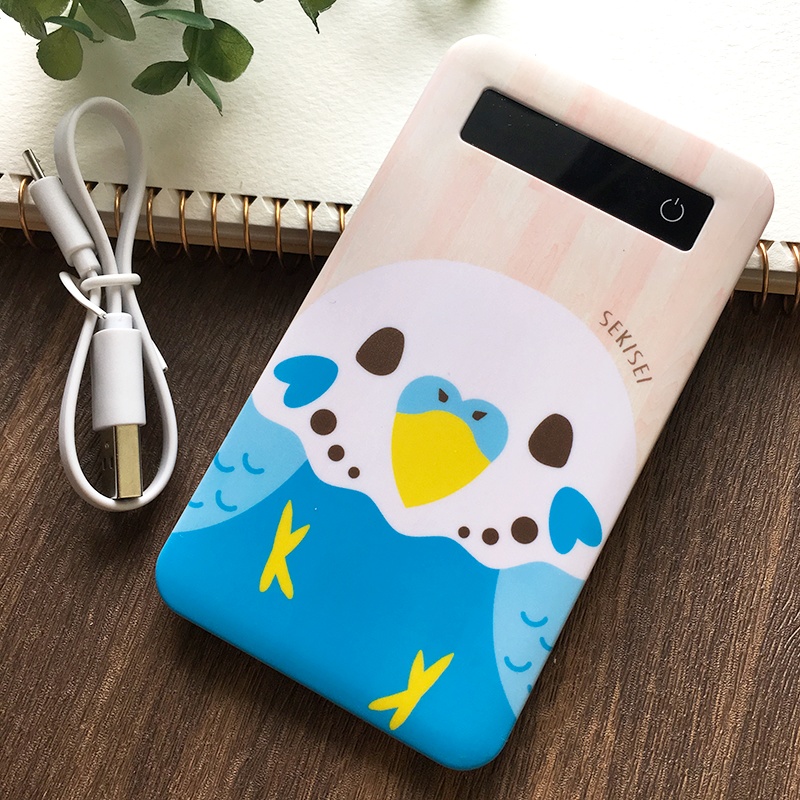 カラフルインコのモバイルバッテリー(セキセイインコ青)
