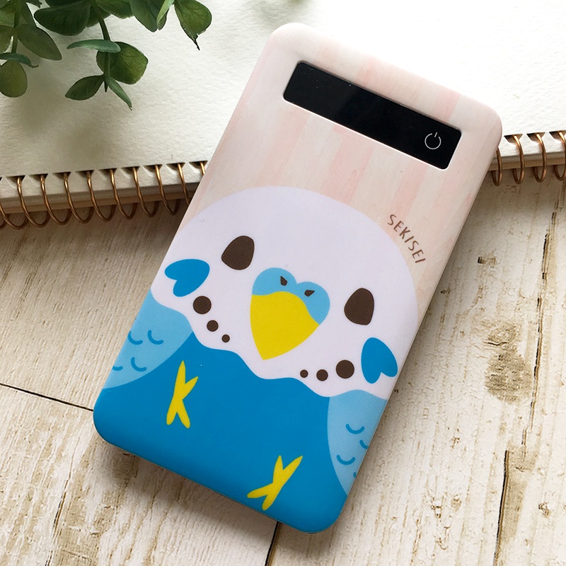 カラフルインコのモバイルバッテリー(セキセイインコ青)