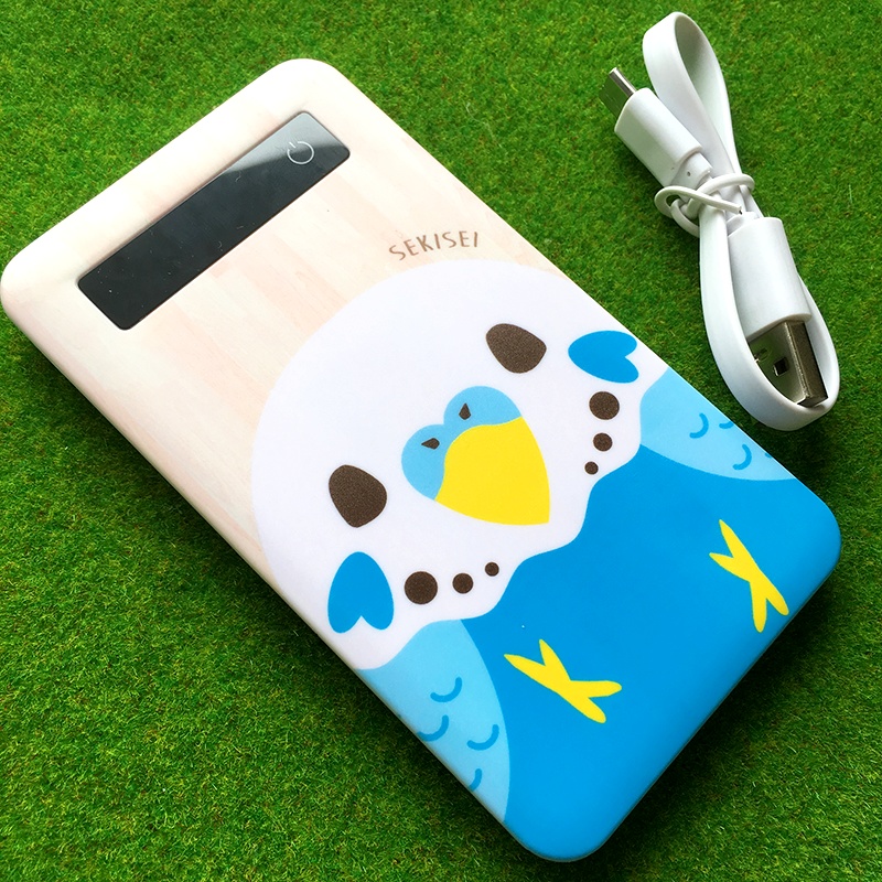 カラフルインコのモバイルバッテリー(セキセイインコ青)