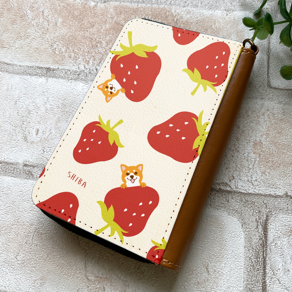 【名入れok】いちごが食べたい柴ちゃんのコインケース(レッド)