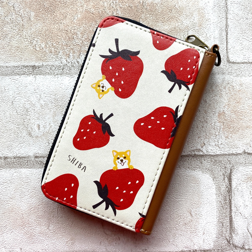 【名入れok】いちごが食べたい柴ちゃんのコインケース(ワイン)