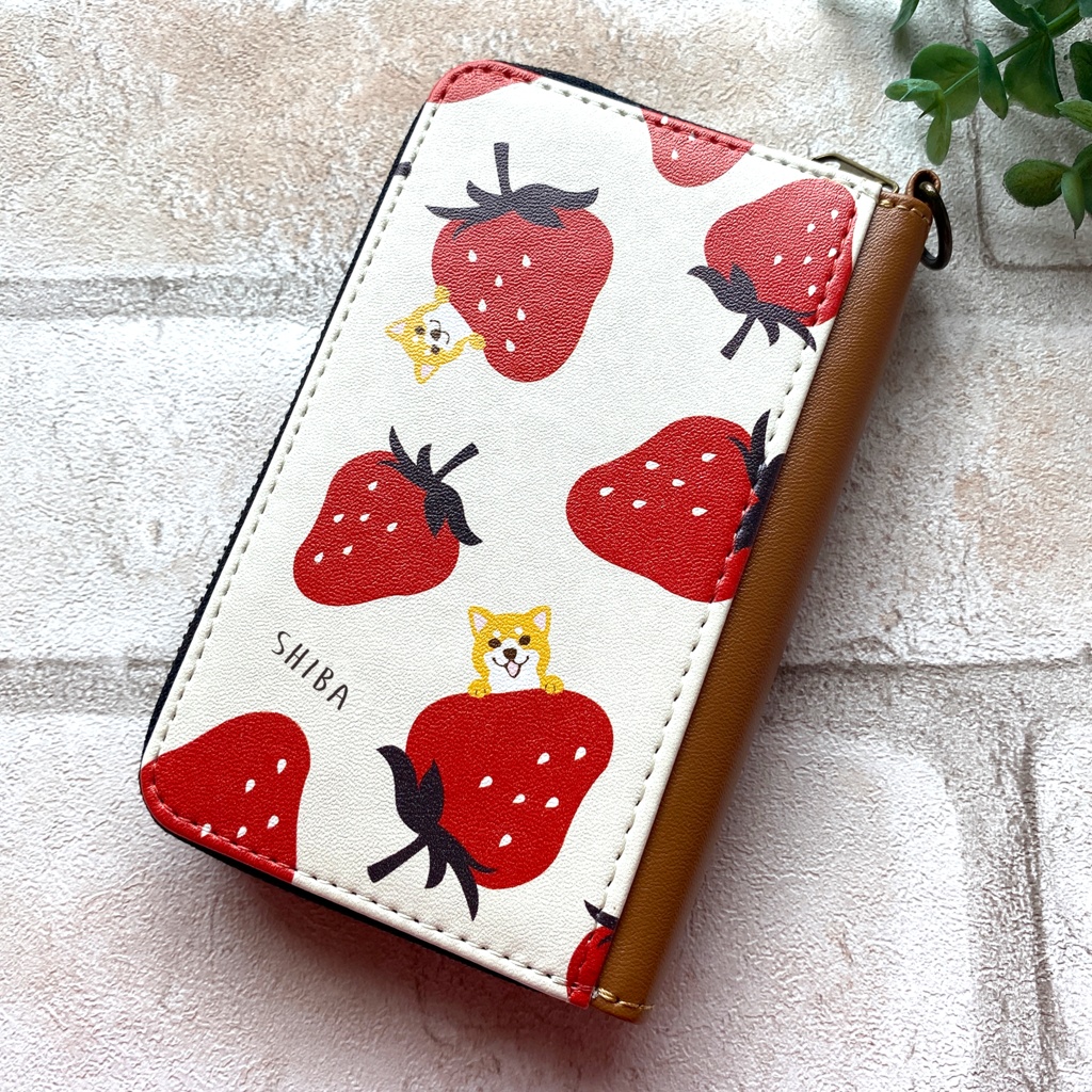 【名入れok】いちごが食べたい柴ちゃんのコインケース(ワイン)