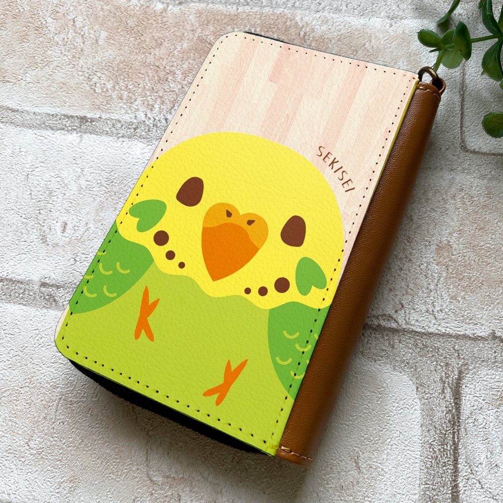 【名入れok】カラフルインコのコインケース(セキセイインコ・黄)