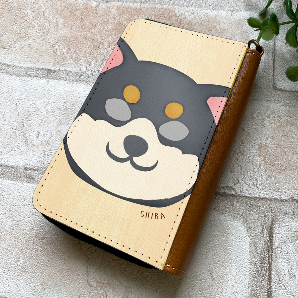 【名入れok】まんまる柴犬のコインケース(黒柴)