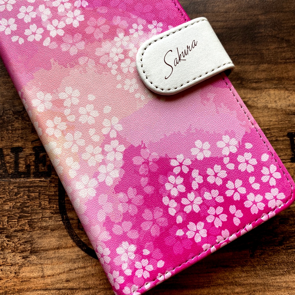 桜の手帳型スマホケース(濃紅) 全機種対応 手帳型 スマホケース iPhone17 Air iphone15 iphone16e 桜 花 春 iphone14