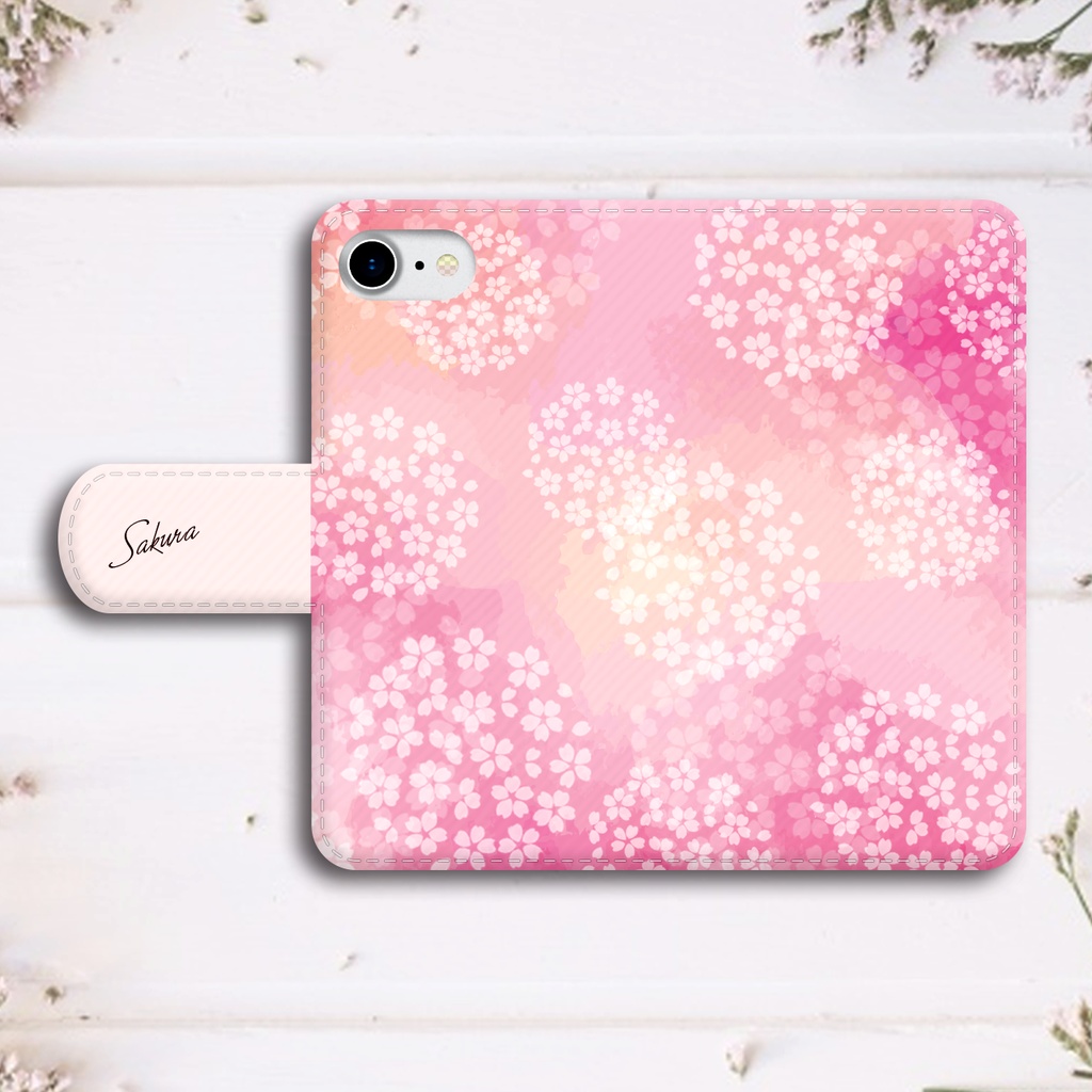 桜の手帳型スマホケース(薄紅) 全機種対応 手帳型 スマホケース iPhone17 Air iphone15 iphone16e 桜 花 春 iphone14