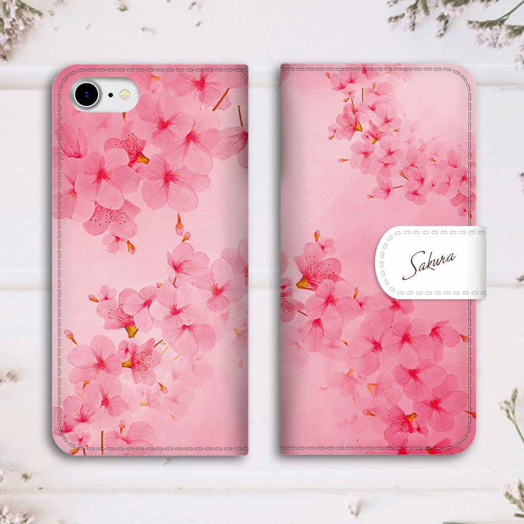 和桜の手帳型スマホケース 全機種対応 手帳型 スマホケース iphone15 iphone16e 桜 花 春 iphone14