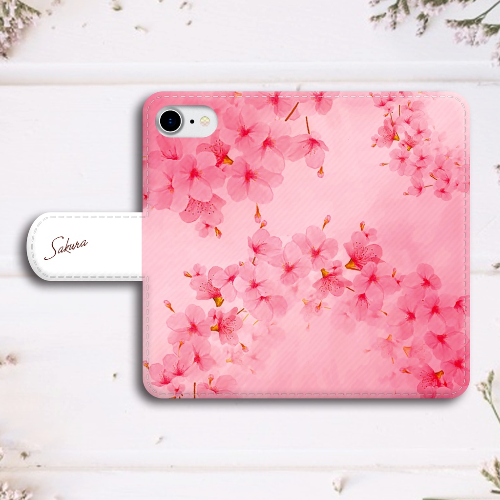 和桜の手帳型スマホケース 全機種対応 手帳型 スマホケース iphone15 iphone16e 桜 花 春 iphone14