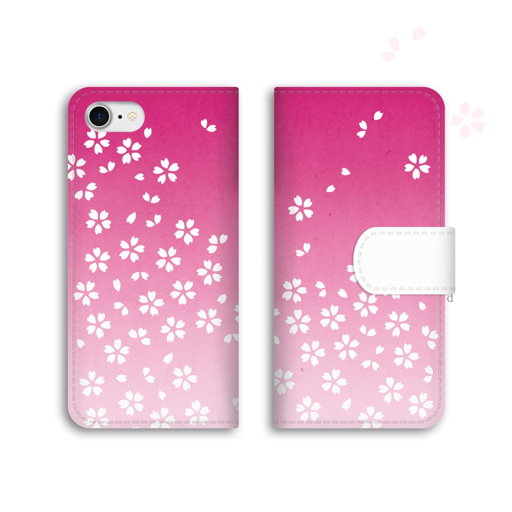 小桜文様の手帳型スマホケース 全機種対応 手帳型 スマホケース iphone12 iphone13 iphone14 花 桜