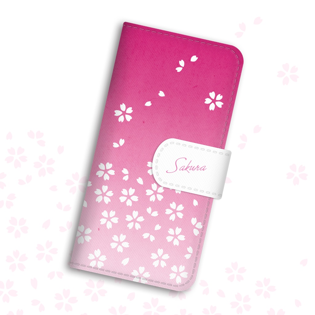 小桜文様の手帳型スマホケース 全機種対応 手帳型 スマホケース iphone12 iphone13 iphone14 花 桜