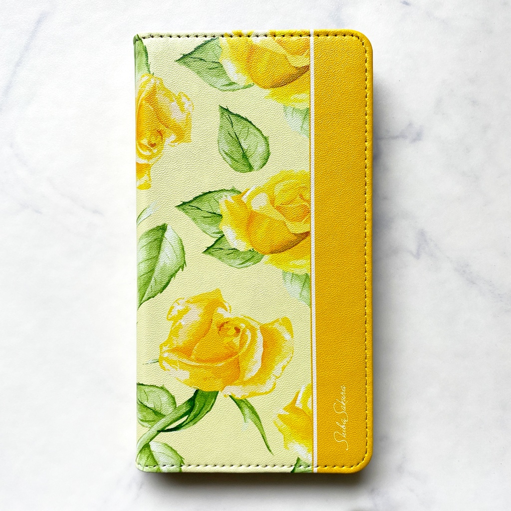 イエローローズの手帳型スマホケース 花 スマホケース iphone16e iphone14 iphone15 全機種対応 バラ