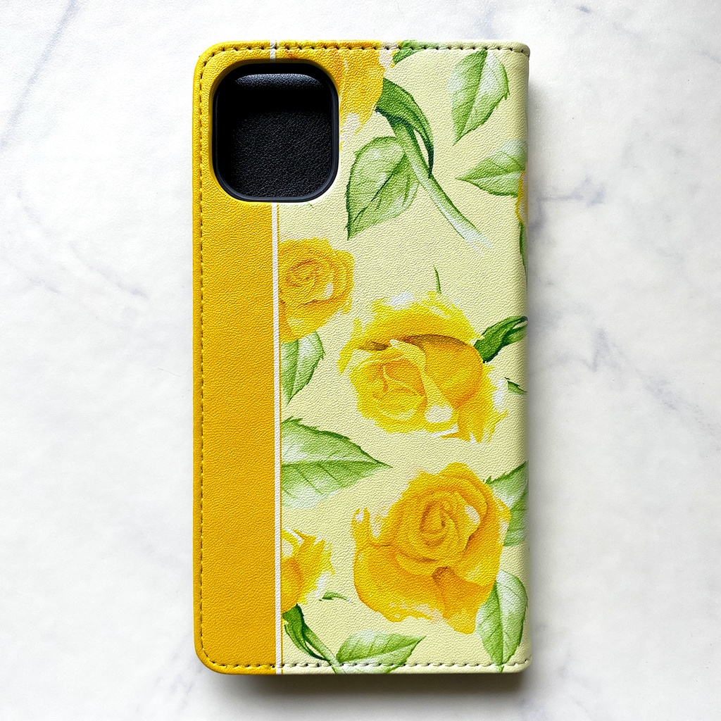 イエローローズの手帳型スマホケース 花 スマホケース iphone16e iphone14 iphone15 全機種対応 バラ