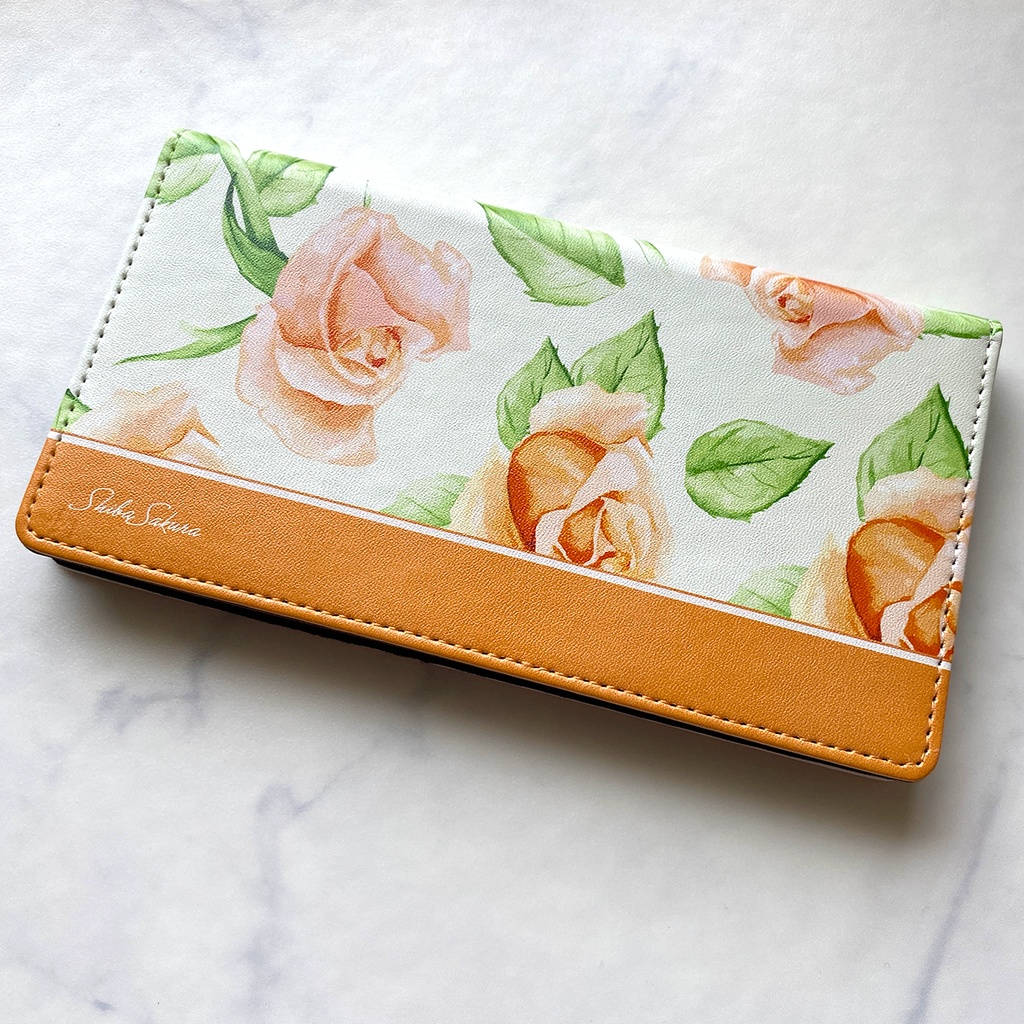 オレンジローズの手帳型スマホケース 花 スマホケース iphone16e iphone14 iphone15 全機種対応 バラ