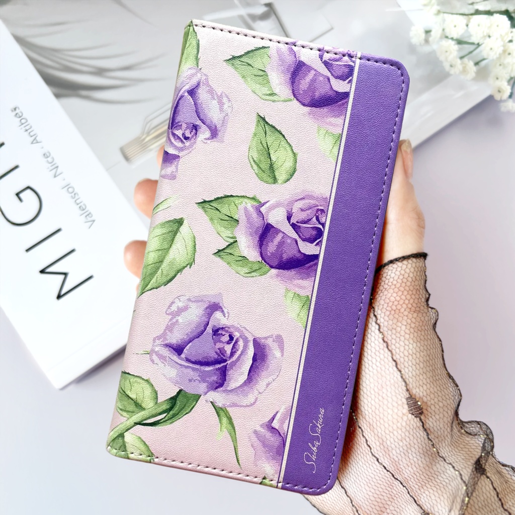 パープルローズの手帳型スマホケース 花 スマホケース iPhone17 Air iphone16e iphone14 iphone15 全機種対応 バラ