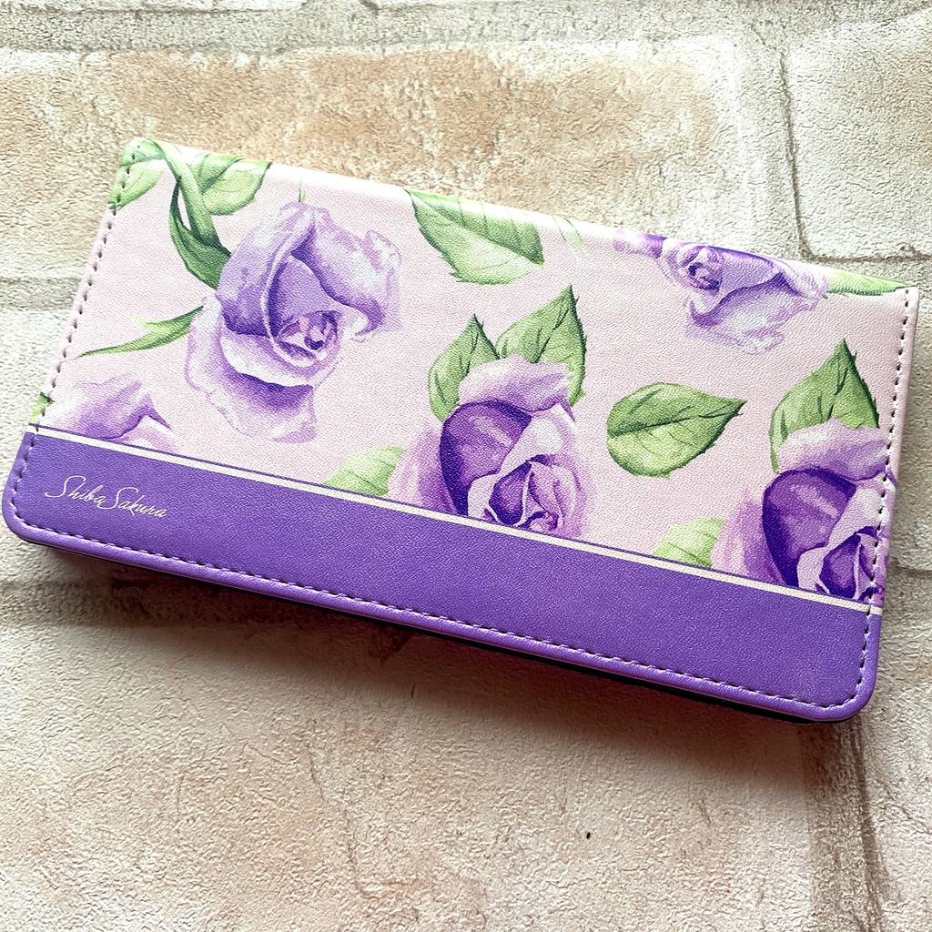 パープルローズの手帳型スマホケース 花 スマホケース iphone16e iphone14 iphone15 全機種対応 バラ