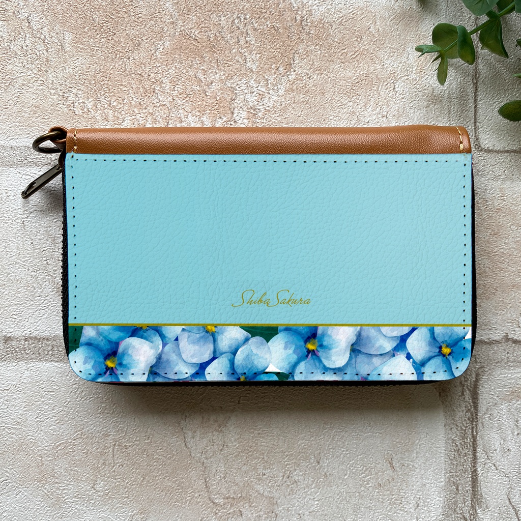 梅雨の紫陽花のコインケース(ライトブルー)