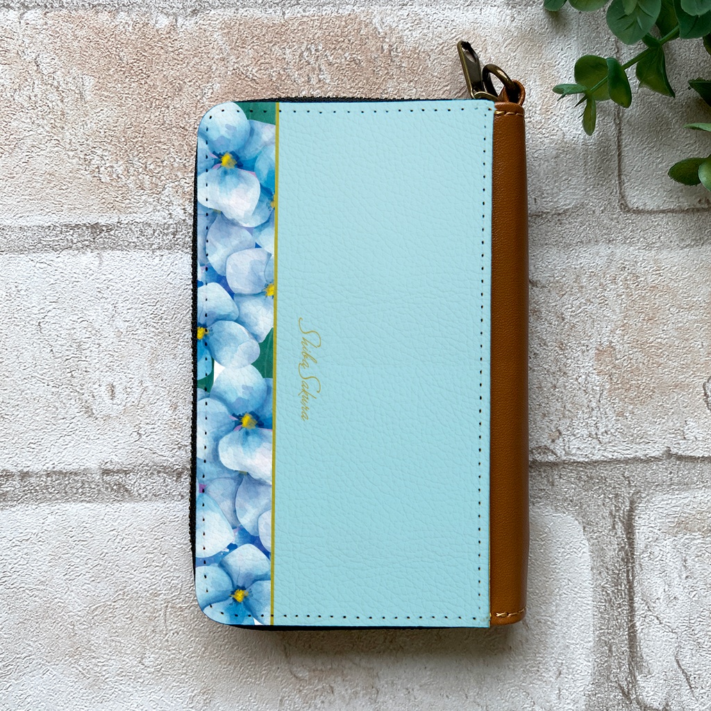 梅雨の紫陽花のコインケース(ライトブルー)