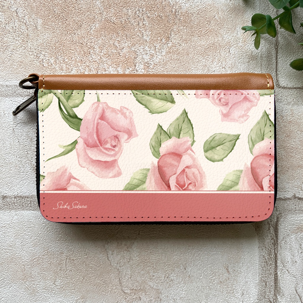 ピンクローズのコインケース バラ 花