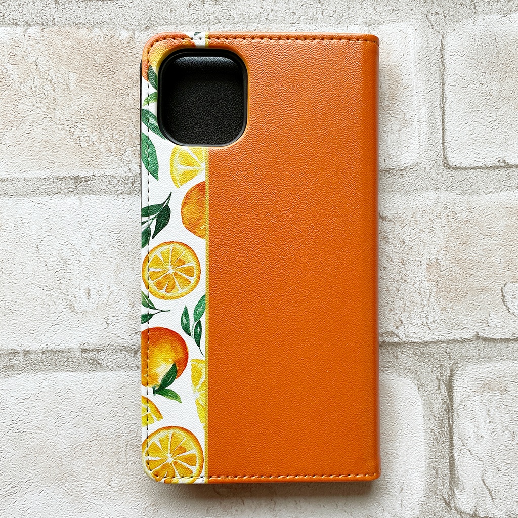 ブラッドオレンジの手帳型スマホケース スマホケース iphone16e iphone14 iphone15 全機種対応 オレンジ みかん