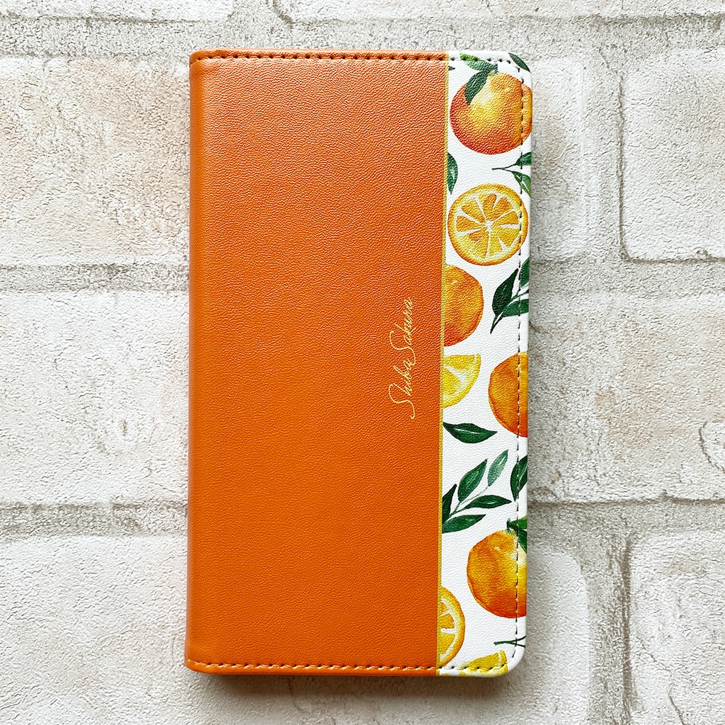 ブラッドオレンジの手帳型スマホケース スマホケース iphone16e iphone14 iphone15 全機種対応 オレンジ みかん