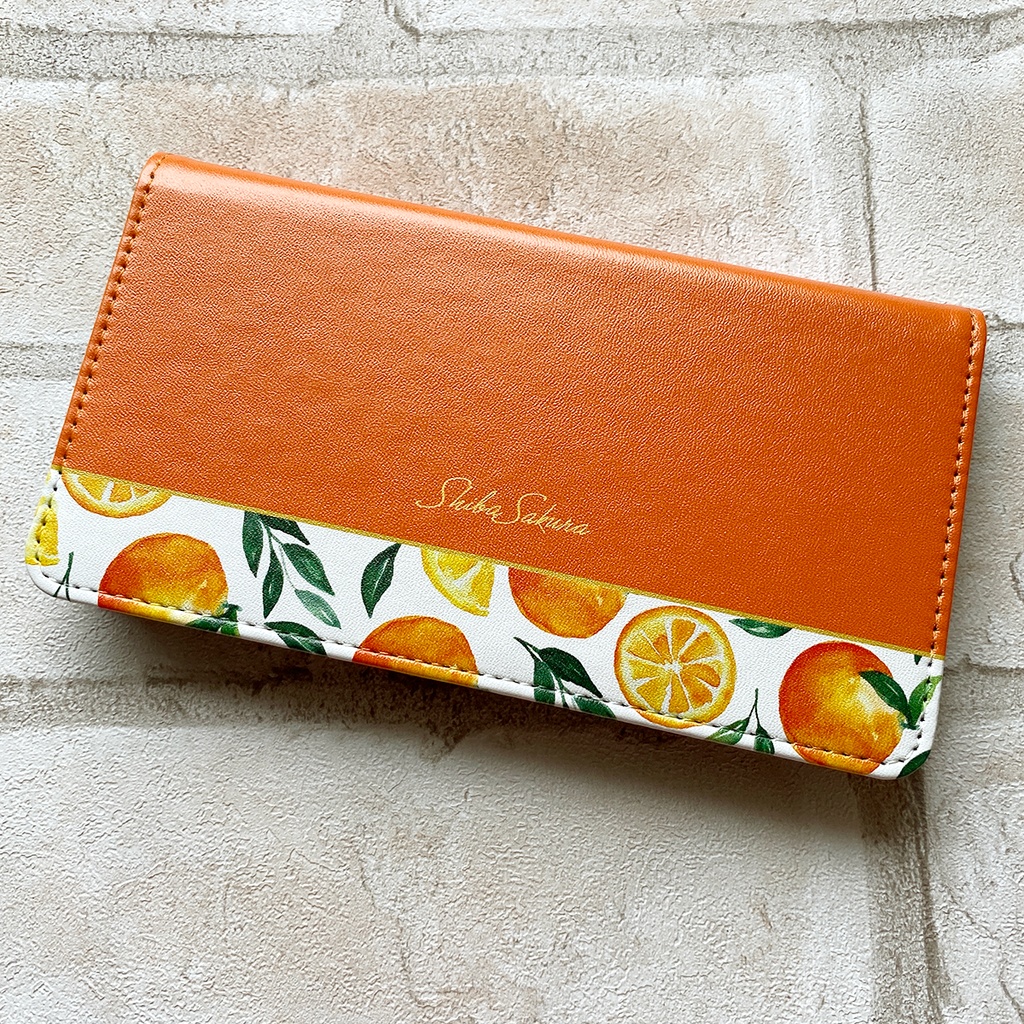 ブラッドオレンジの手帳型スマホケース スマホケース iphone16e iphone14 iphone15 全機種対応 オレンジ みかん