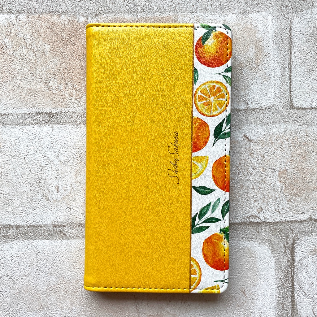 ネーブルオレンジの手帳型スマホケース スマホケース iPhone17 Air iphone16e iphone14 iphone15 全機種対応 オレンジ みかん
