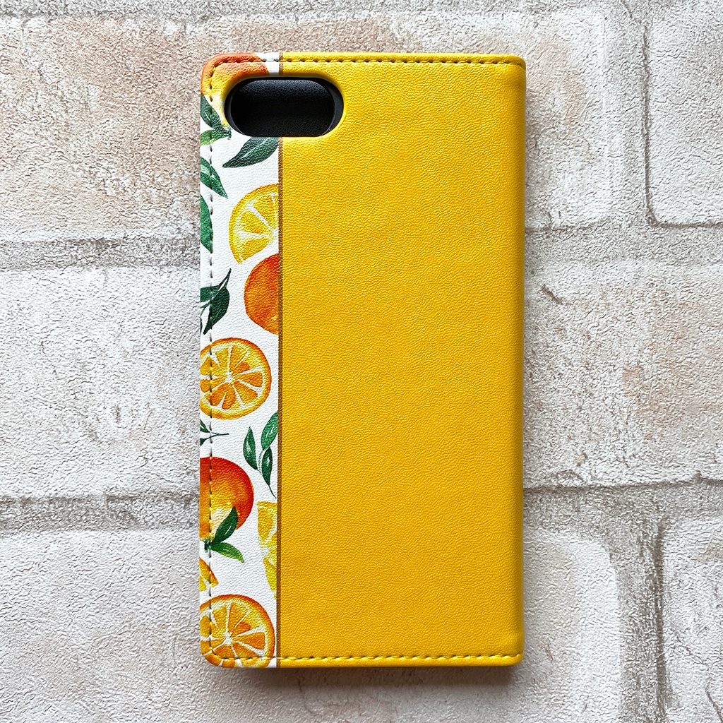 ネーブルオレンジの手帳型スマホケース スマホケース iPhone17 Air iphone16e iphone14 iphone15 全機種対応 オレンジ みかん